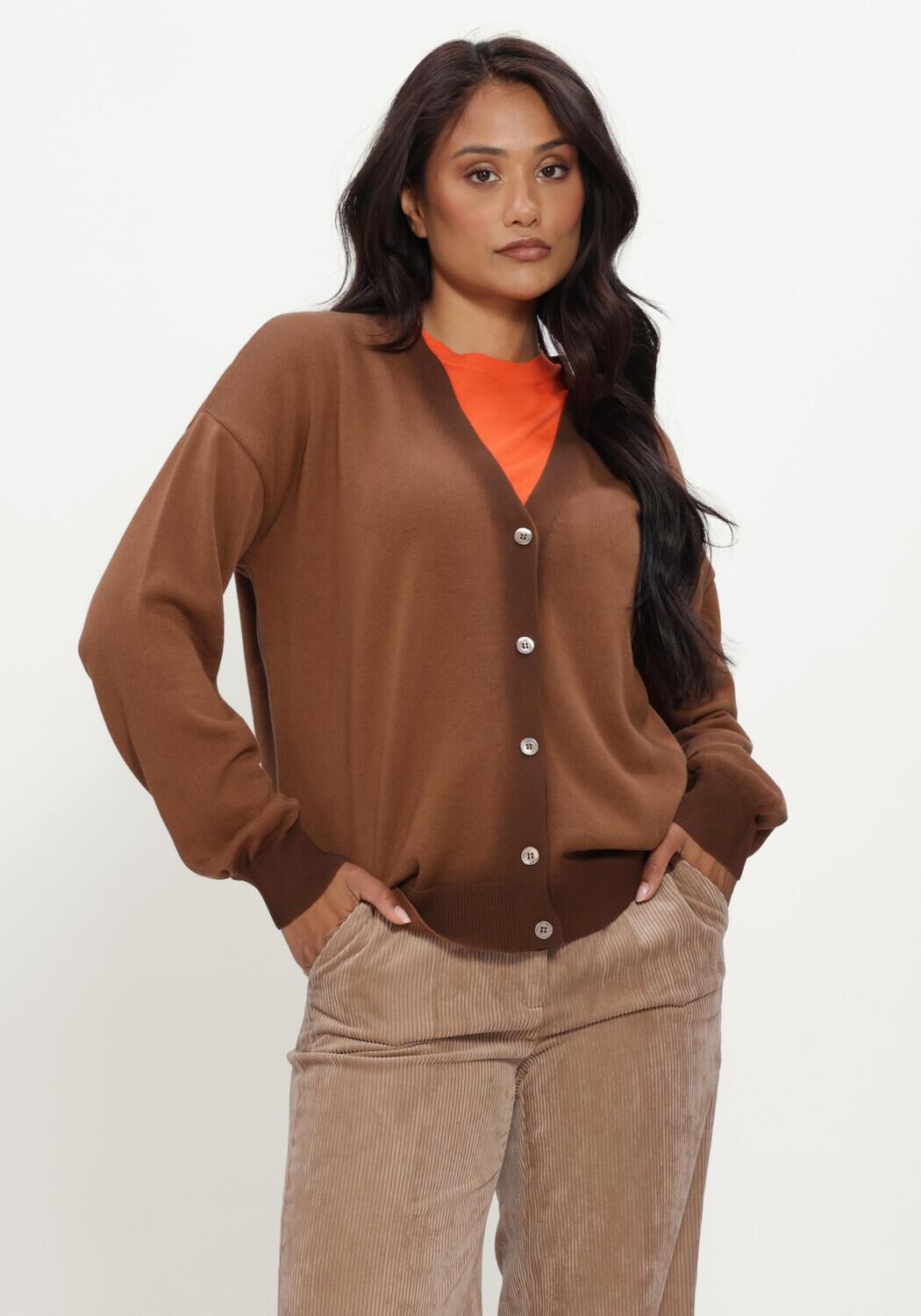 Bruine RIANI Vest STRICKJACKE/-MANTEL - large