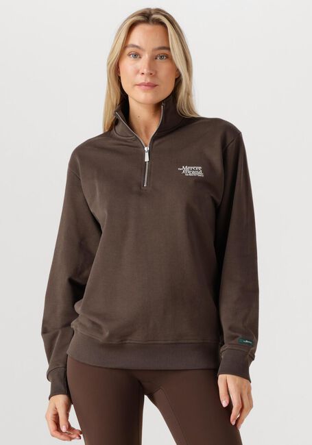 Bruine MERCER AMSTERDAM Sweater THE MERCER QUARTER ZIP CONTRAST - large
