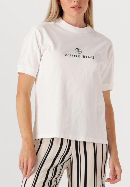 Witte ANINE BING T-shirt JAYLIN TEE MONOGRAM - large