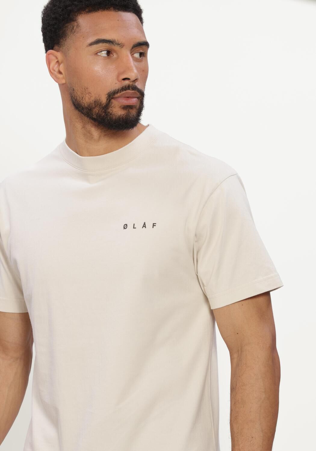 Beige OLAF HUSSEIN T-shirt LASSO FACE TEE - large