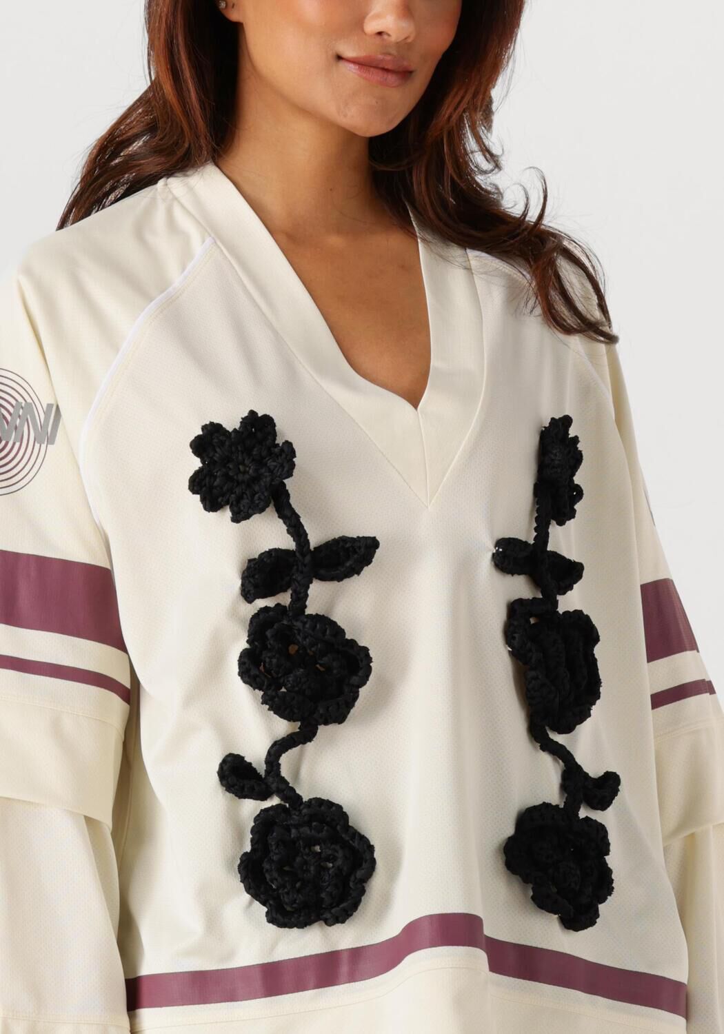 Ecru GANNI Top CYCORA JERSEY OVERSIZED LONG SLEEVE - large