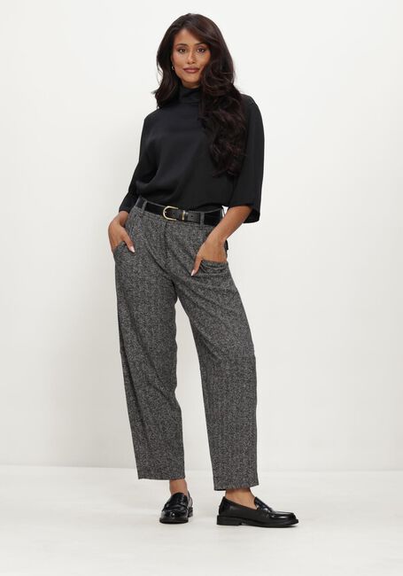 Grijze CAMBIO Wijde broek ORLY PLAIN HERRINGBONE JERSEY JACQUARD - large