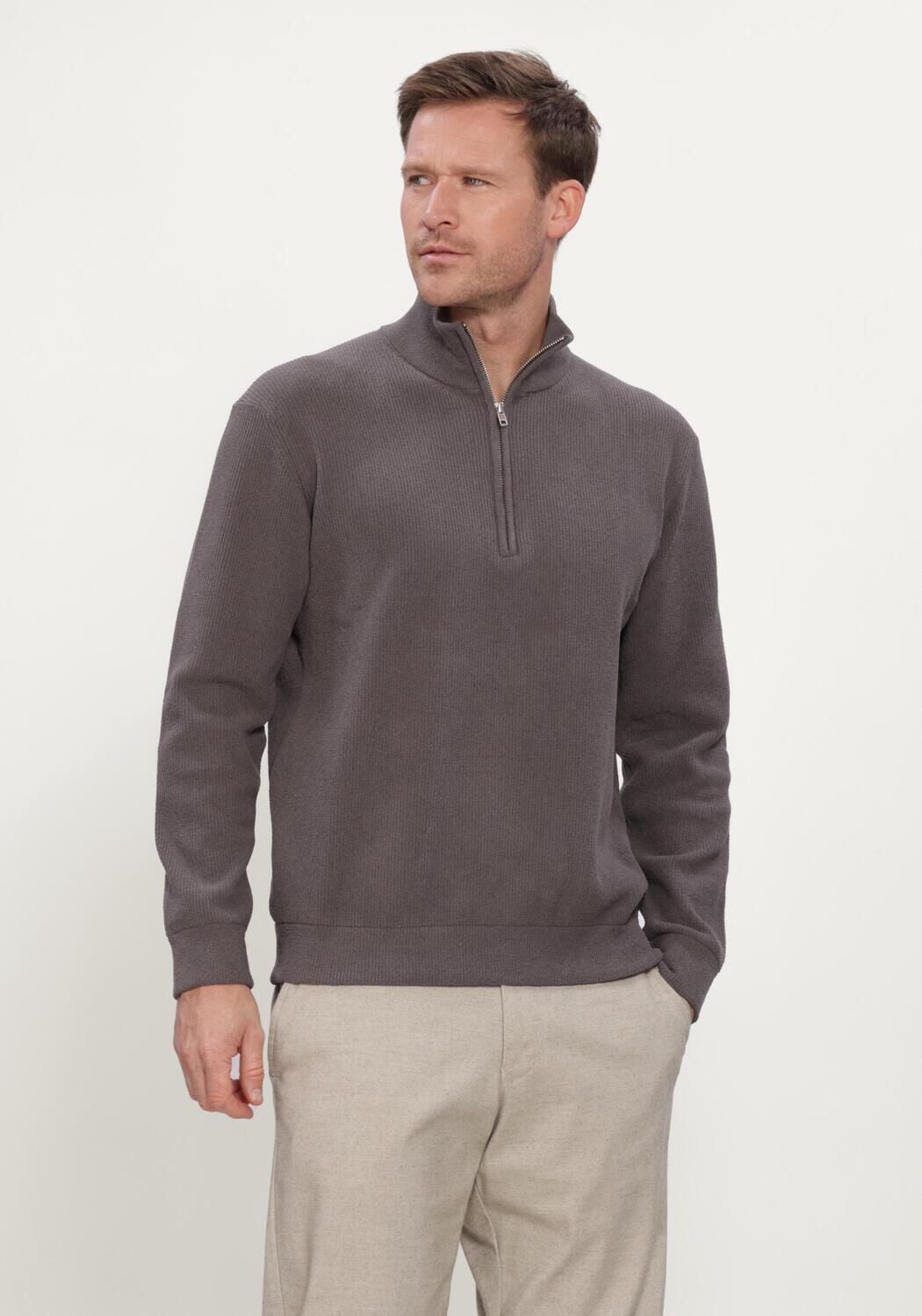 Grijze NN.07 Trui DANNY HALF ZIP 6429 - large