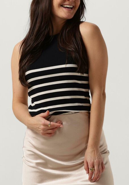Zwarte PENN & INK Top SINGLET STRIPE - large
