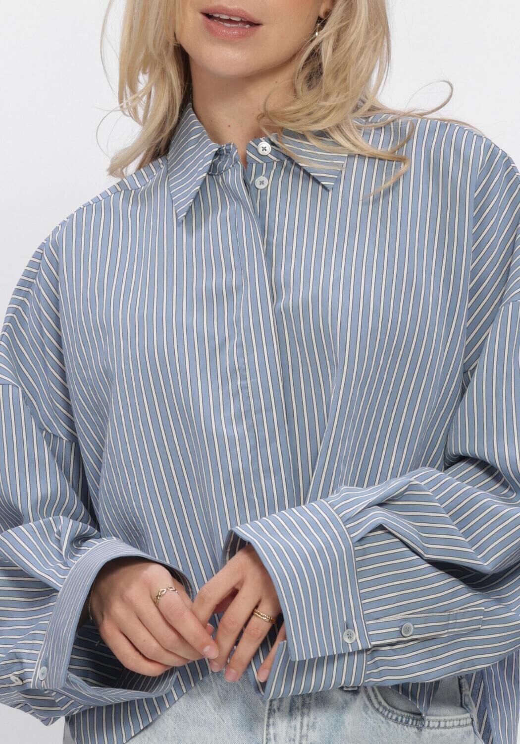 Blauwe DRYKORN Blouses OSHIA STRIPE BLOUSE - large