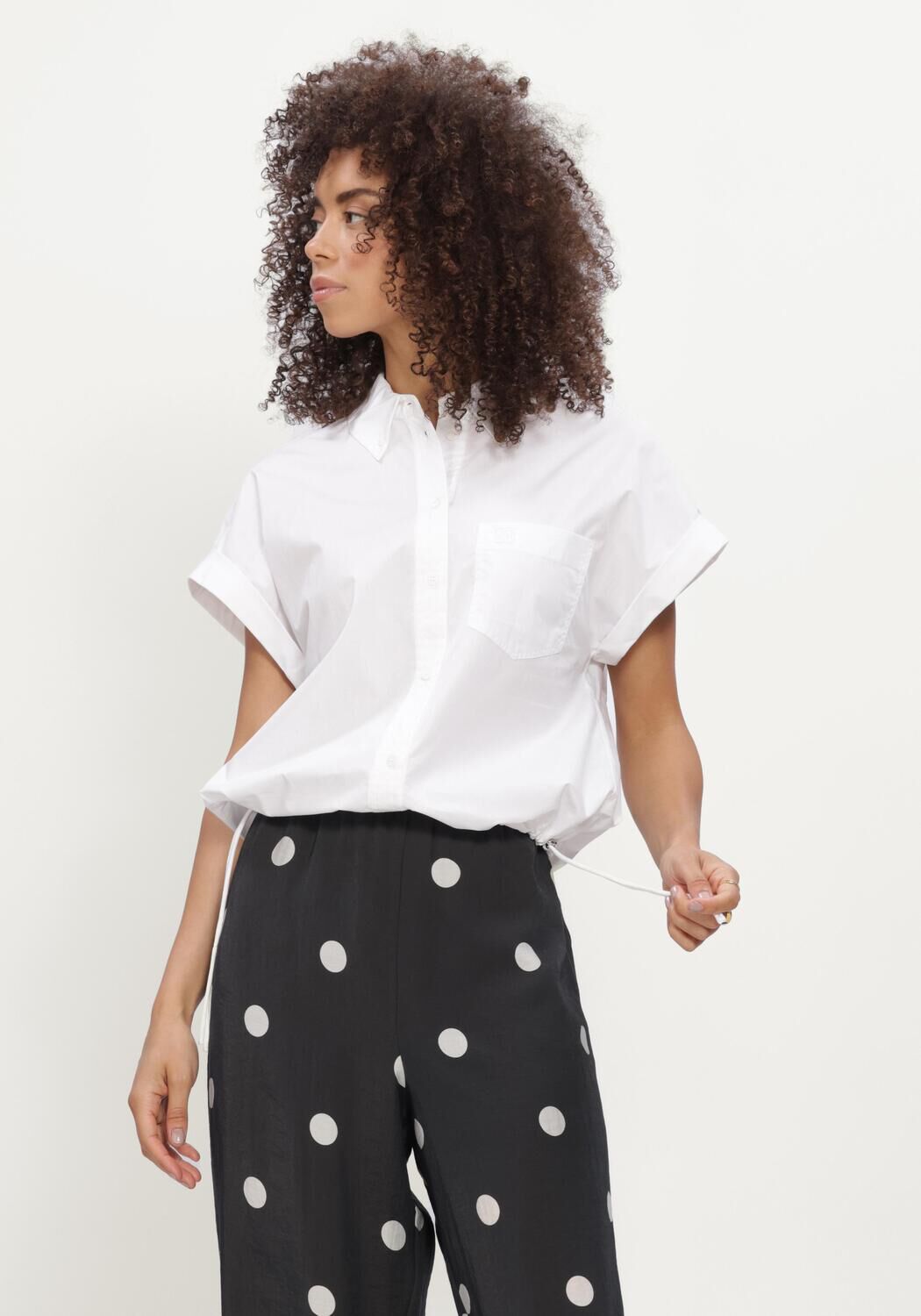 Witte DANTE6 Blouses ECLAT CAP-SLEEVE BUTTON DOWN SHIRT - large