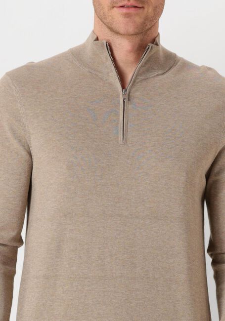 Beige PROFUOMO Trui HALF ZIP LUXURY BASIC - large