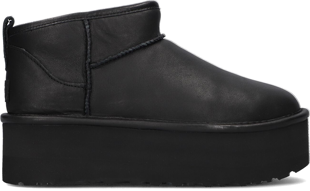 UGG Vachtlaarzen Dames W Classic Ultra Mini Platform, Maat: 41, Materiaal: Leer, Kleur: Zwart