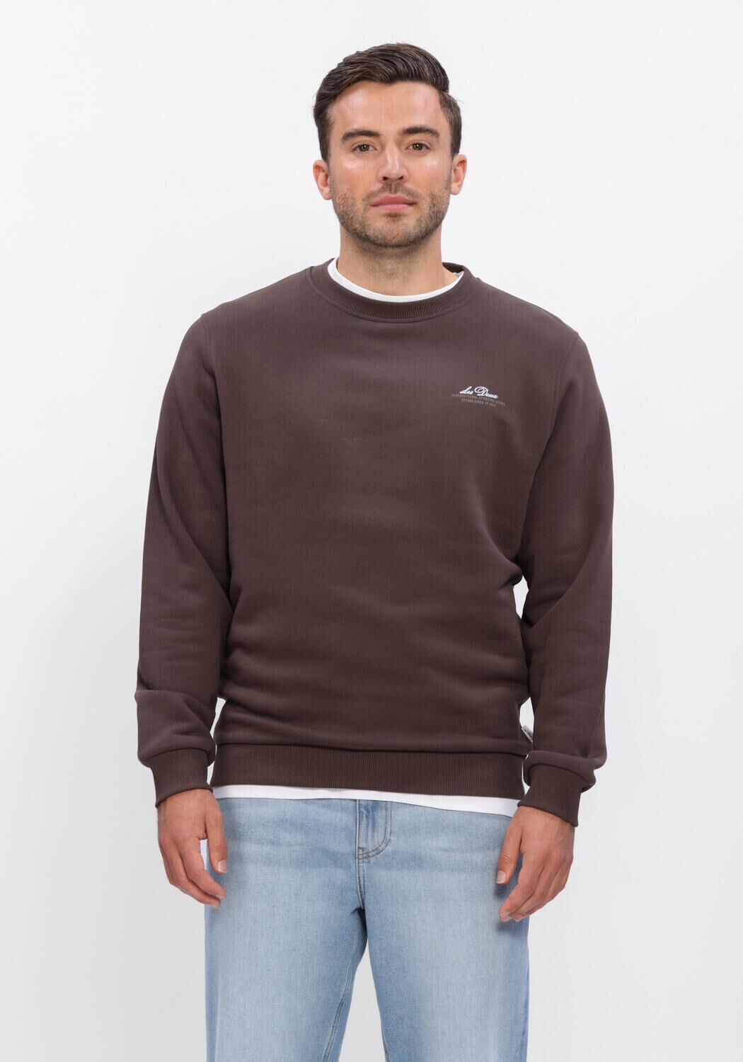 Les Deux Sweater Heren Ben Globe Sweatshirt, Maat: L, Kleur: Bruin afbeelding 1