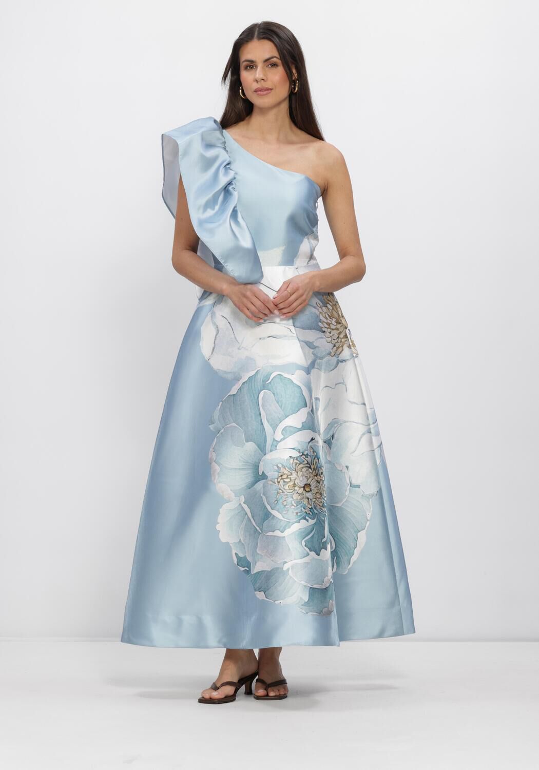 Lichtblauwe DEA KUDIBAL Midi jurk FLORNETTE - large