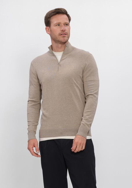 Beige PROFUOMO Trui HALF ZIP LUXURY BASIC - large