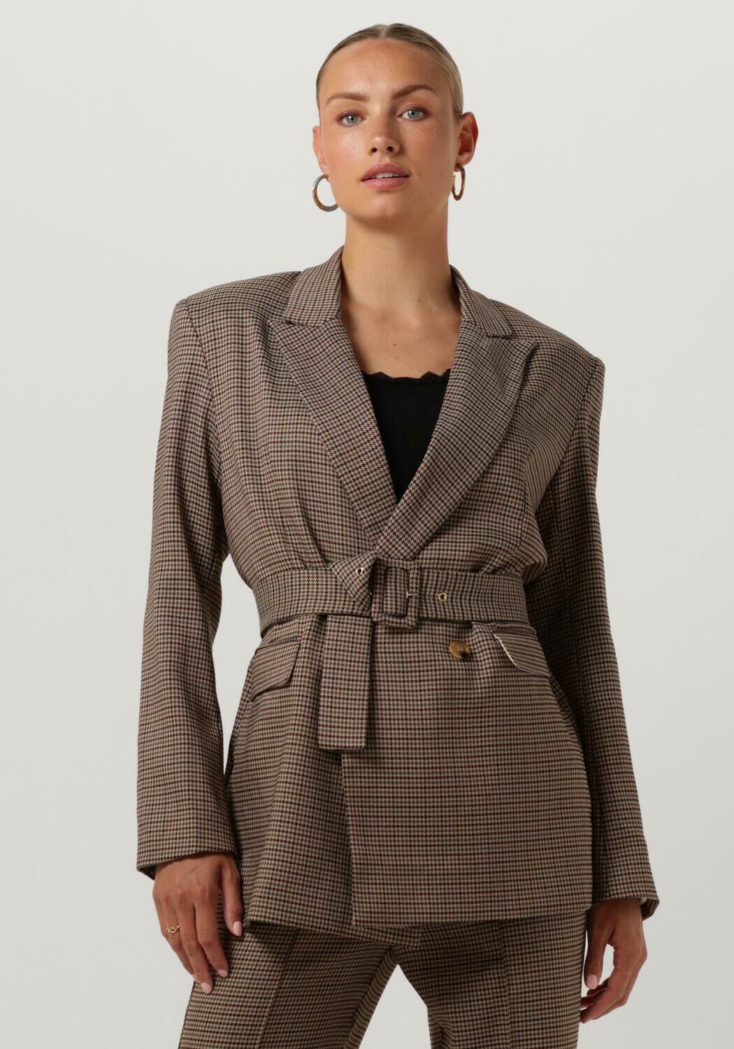 AAIKO Blazer Dames Charlena Pied Pes 561, Maat: L, Kleur: Bruin