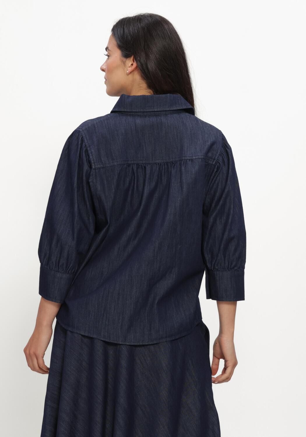 Donkerblauwe LUISA CERANO Blouses DENIM-BLUSE - large