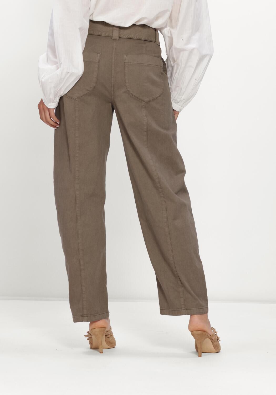 Khaki LUISA CERANO Wijde broek BARRELLEG-COLOUR-DENIM - large
