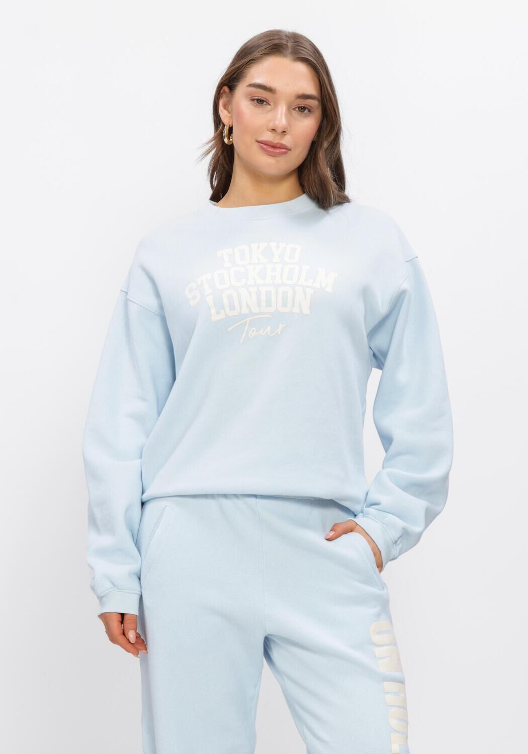 Penn & Ink Sweater Dames Sweater Print, Maat: S, Kleur: Lichtblauw afbeelding 1