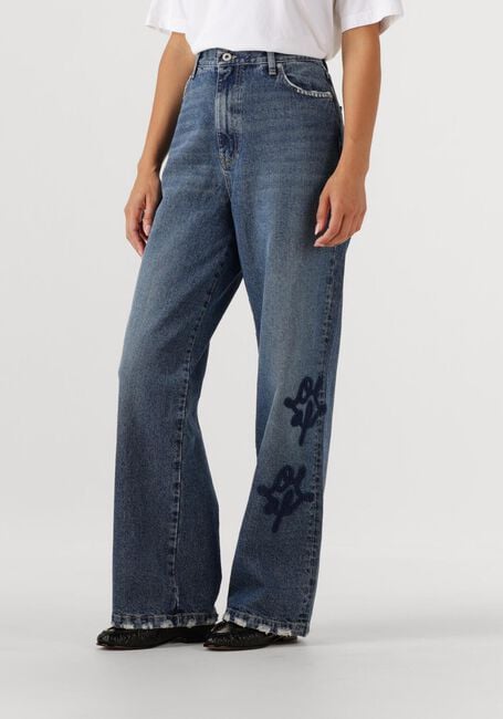 Blauwe OLAF HUSSEIN Broeken MONOGRAM DENIM PANT - large