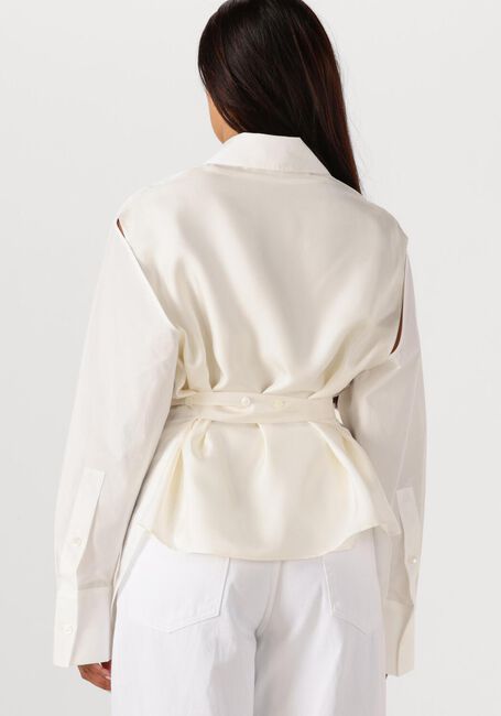 Witte ROHE Blouses POPLIN SILK COMBINED GILET SHIRT - large