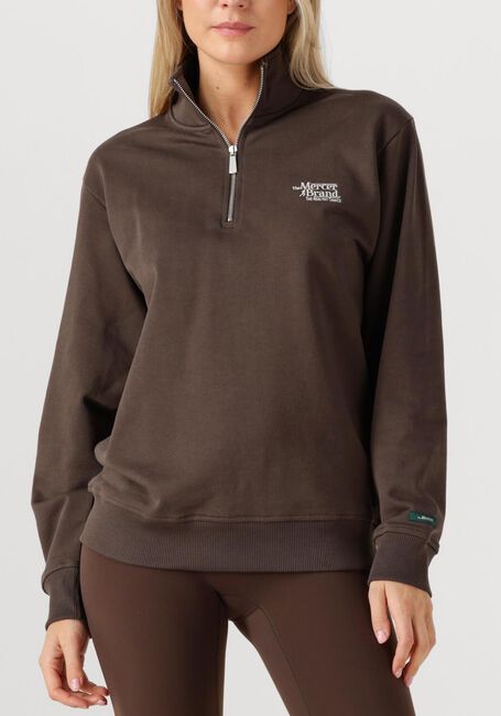 Bruine MERCER AMSTERDAM Sweater THE MERCER QUARTER ZIP CONTRAST - large