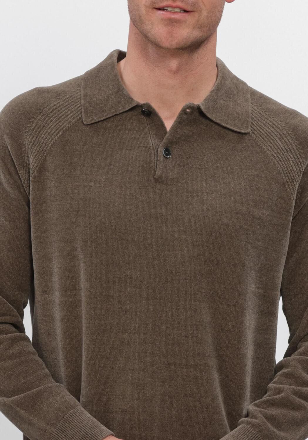 Bruine PROFUOMO Trui POLO LS CHENILLE - large