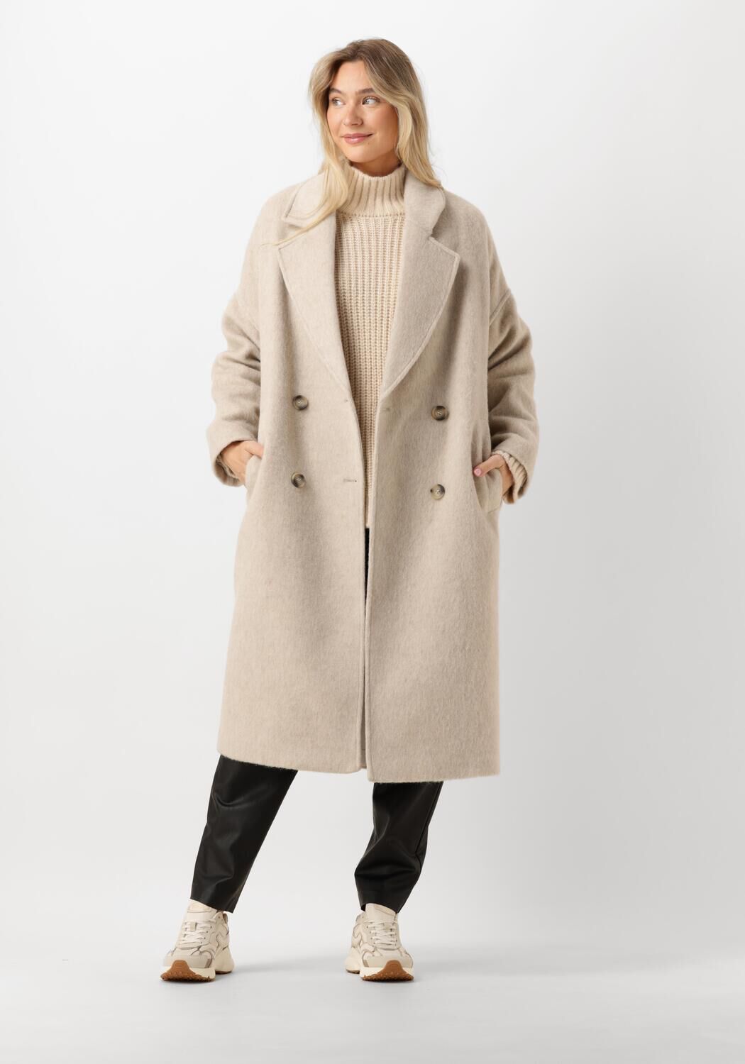 Dante6 Mantel Dames Gila Wool Coat, Maat: L, Kleur: Beige afbeelding 1