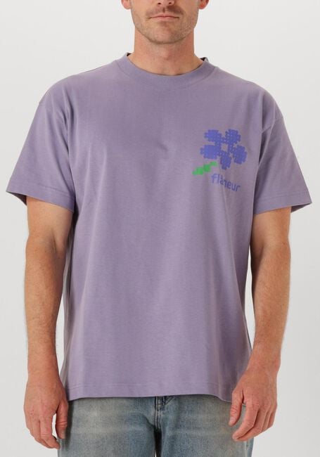 Paarse FLANEUR Sweater PIXEL FLOWER ZIP UP - large