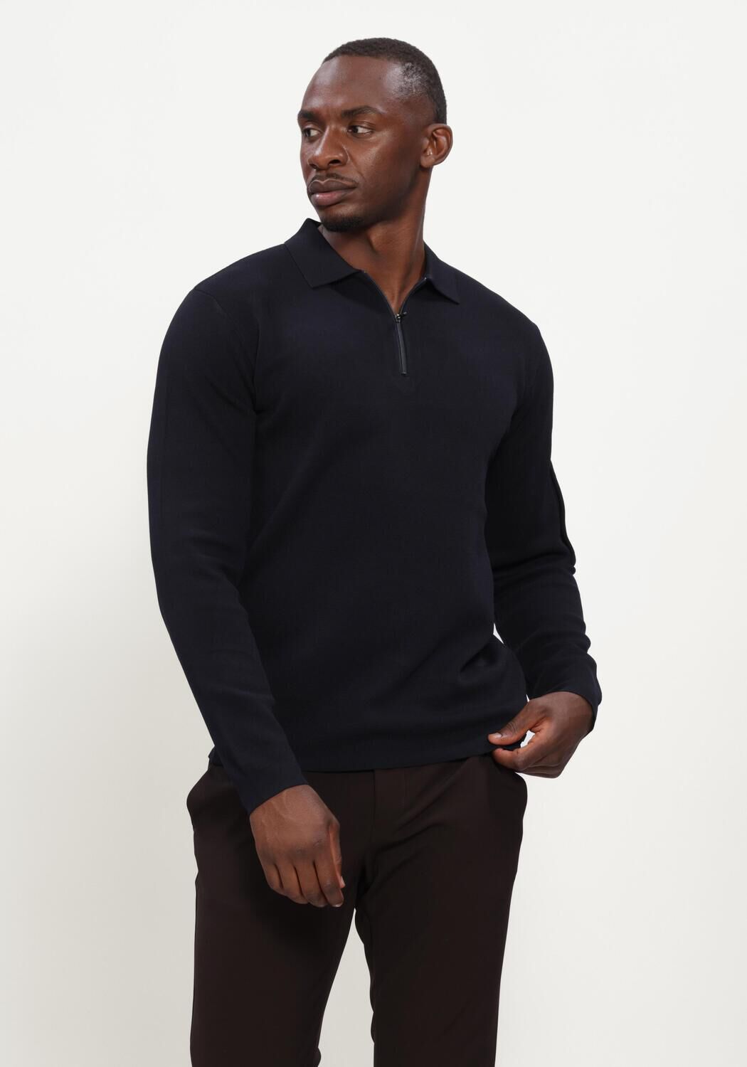 Genti Genti Trui Heren Polo Zip Ls