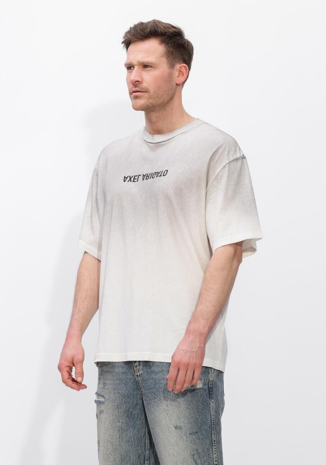 Gebroken wit AXEL ARIGATO T-shirt DISTORT LIGHT T-SHIRT - large