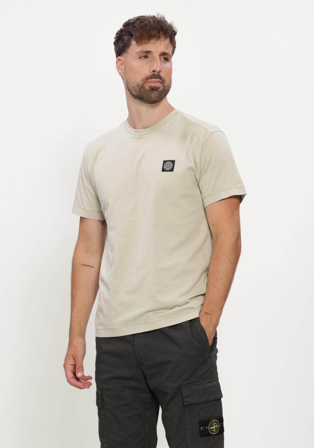 Beige STONE ISLAND T-shirt SS T-SHIRT S0013 - large