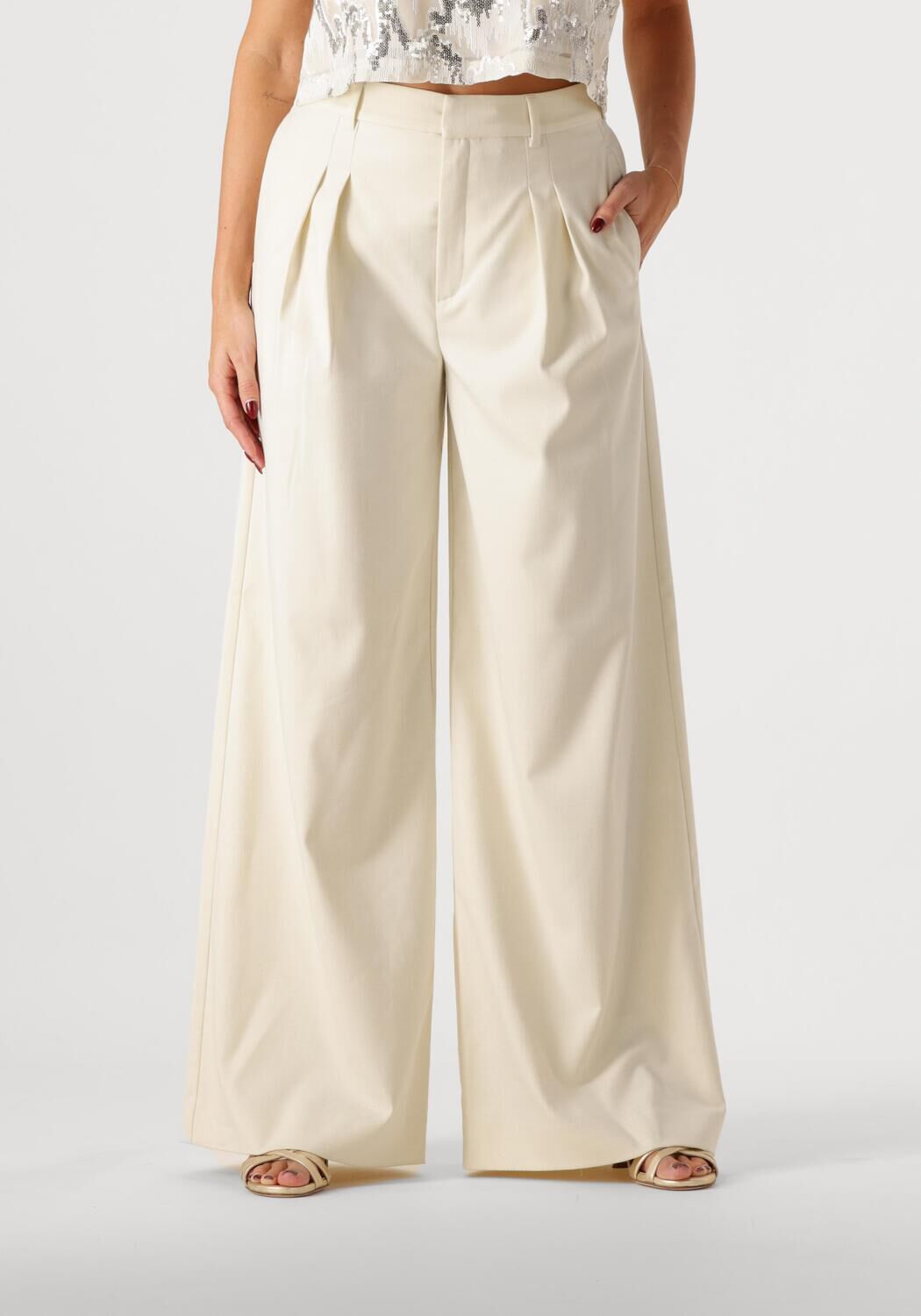 Gestuz Wijde Broek Dames Gzseaver Hw Pants, Maat: 34, Kleur: Ecru afbeelding 1
