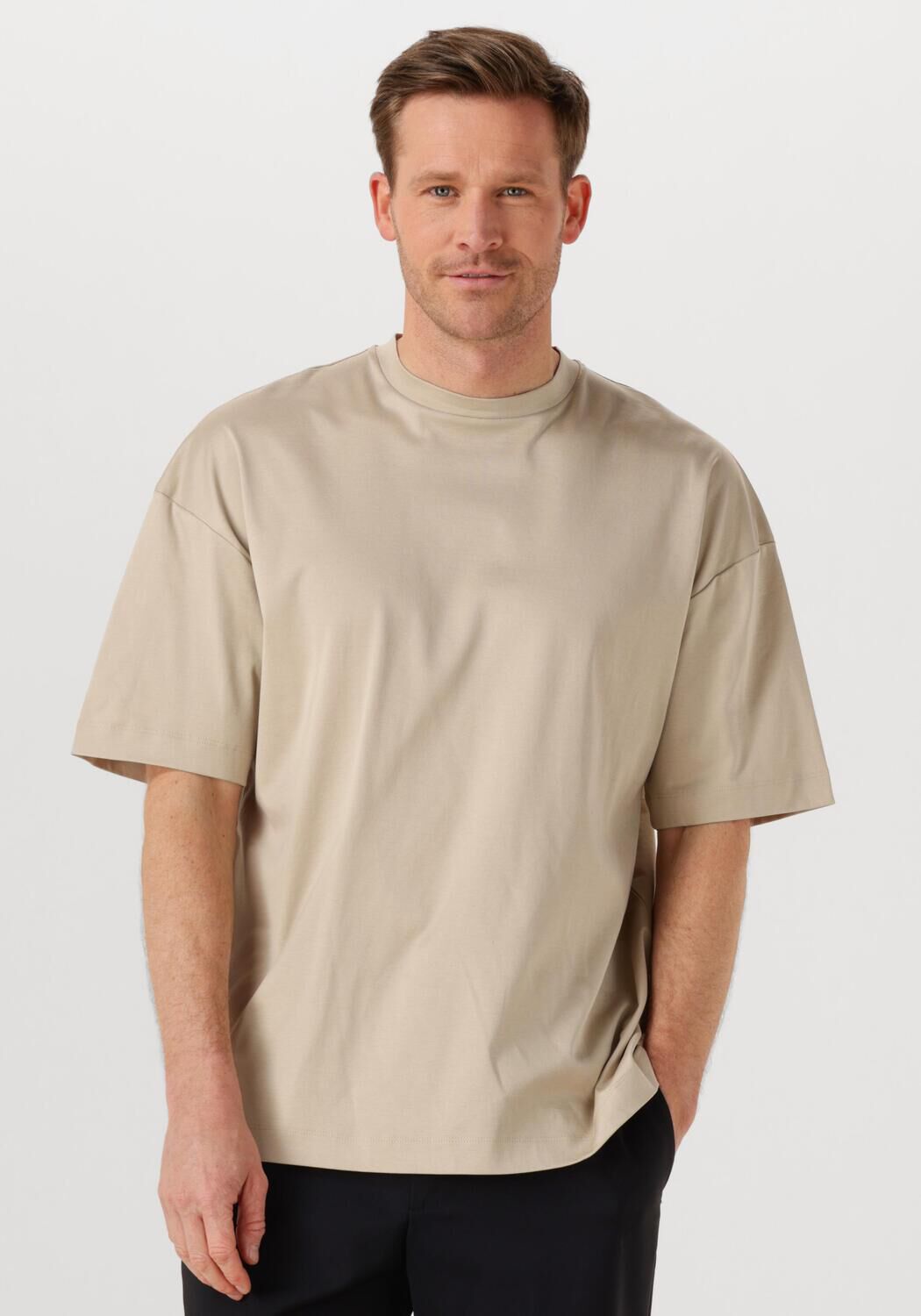 Beige VALENZA T-shirt 1026 INTERLOCK SUPIMA OVERSIZED T SHIRT - large