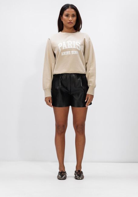 Zwarte ANINE BING Korte broek TRENT SHORT BLACK RECYCLED LEATHER - large