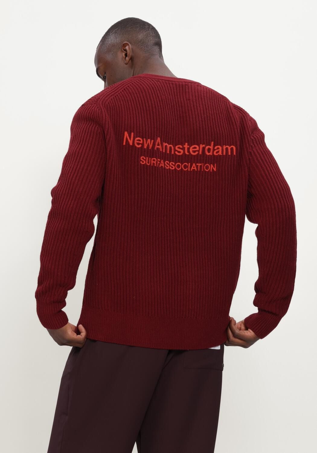 Bordeaux NEW AMSTERDAM SURF ASSOCIATION Trui KNITTED CREWNECK - large