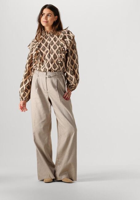 Beige SUMMUM Pantalon TROUSERS WIDE LINEN BLEND TWILL - large