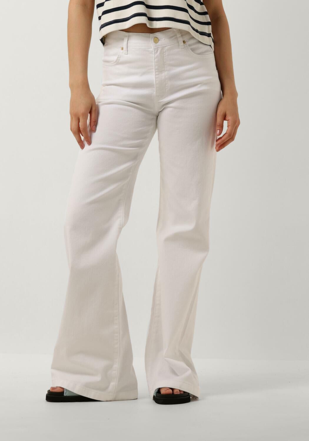 Co'Couture Flared Jeans Dames Dory White Long Jeans, Maat: S, Kleur: Wit
