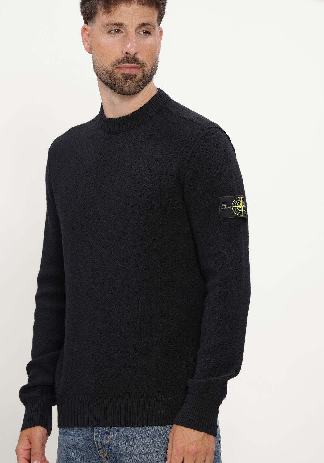 Zwarte STONE ISLAND Trui CREW NECK S01C4 - large