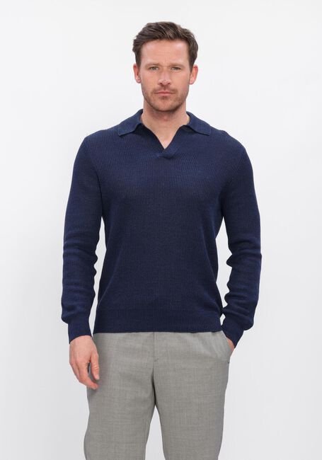 Donkerblauwe GRAN SASSO Polo TENNIS L/SLV SKIPPER - large