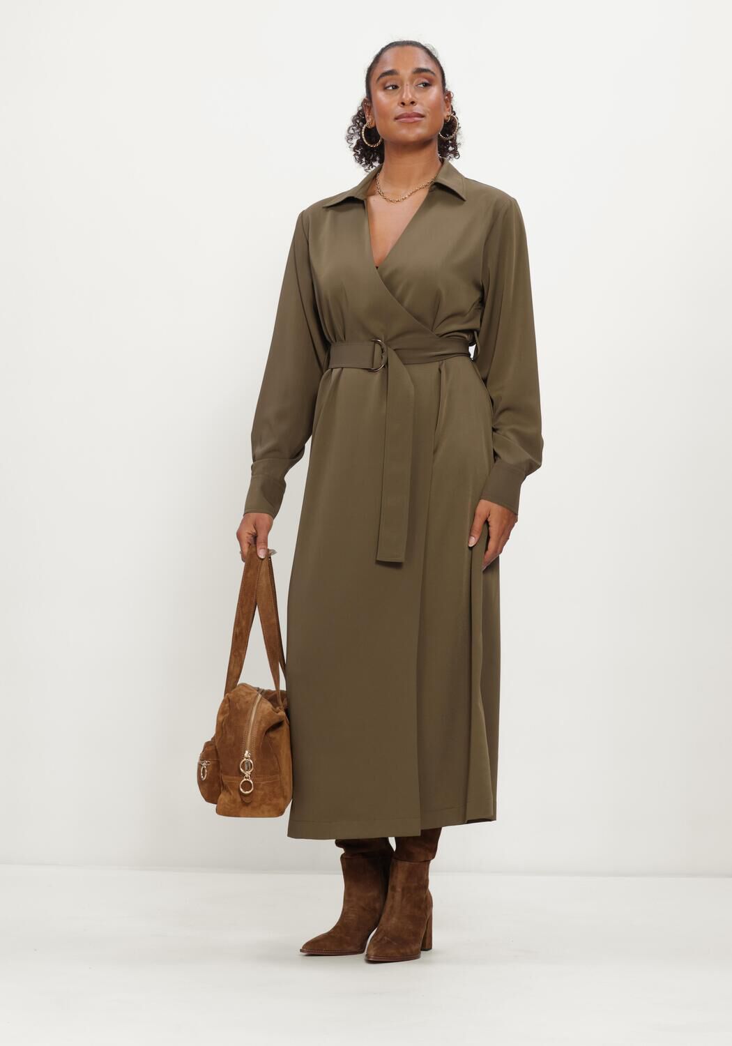 Groene LINA LOCCHI Midi jurk LL-BELINDA - large
