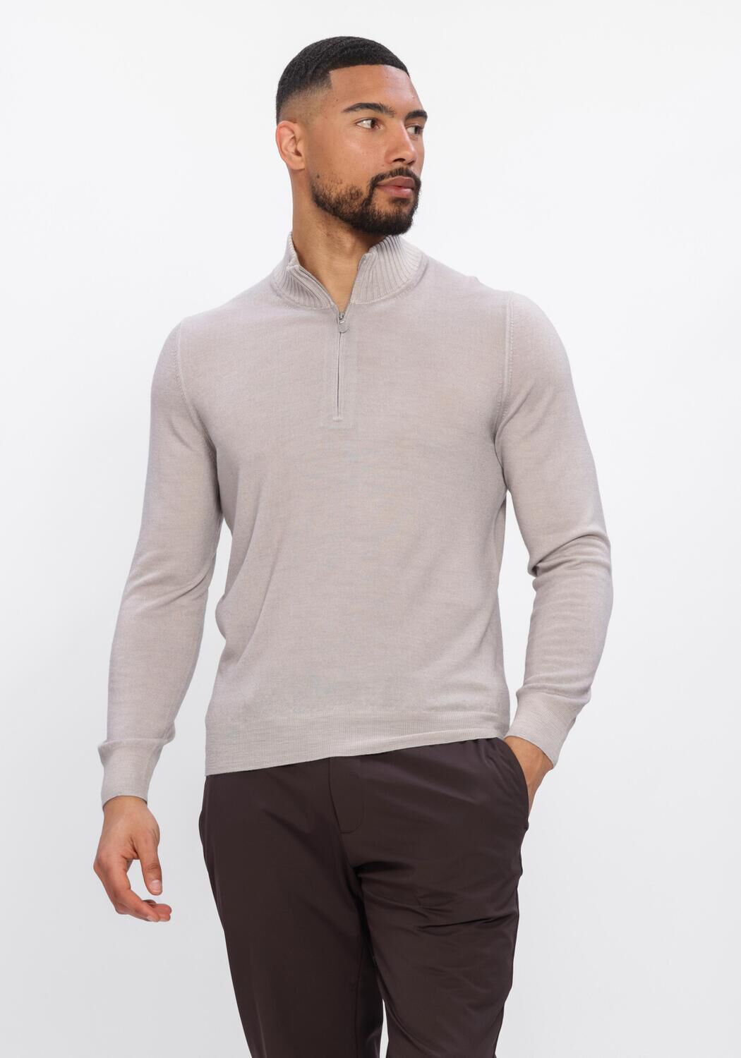 Grijze GRAN SASSO Trui MOCK ZIP - large