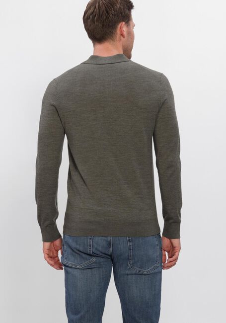 Khaki PROFUOMO Trui POLO LS EXTRAFINE MERINO - large