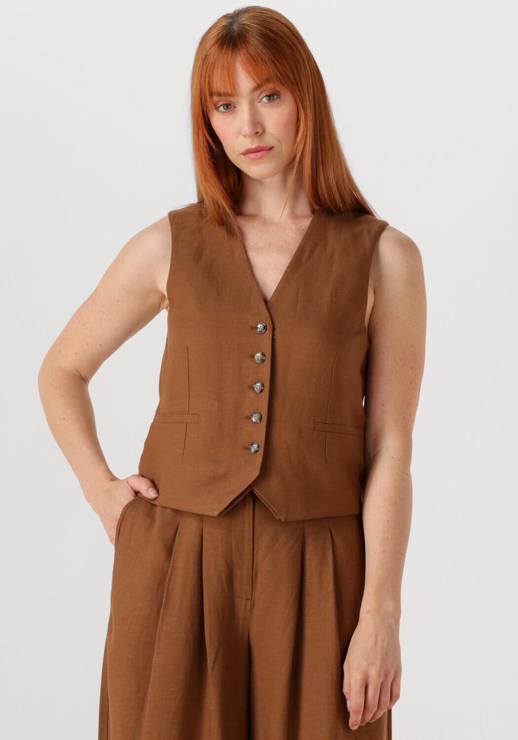 Herskind Gilet Dames Double Up Vest, Maat: 38, Kleur: Bruin afbeelding 1