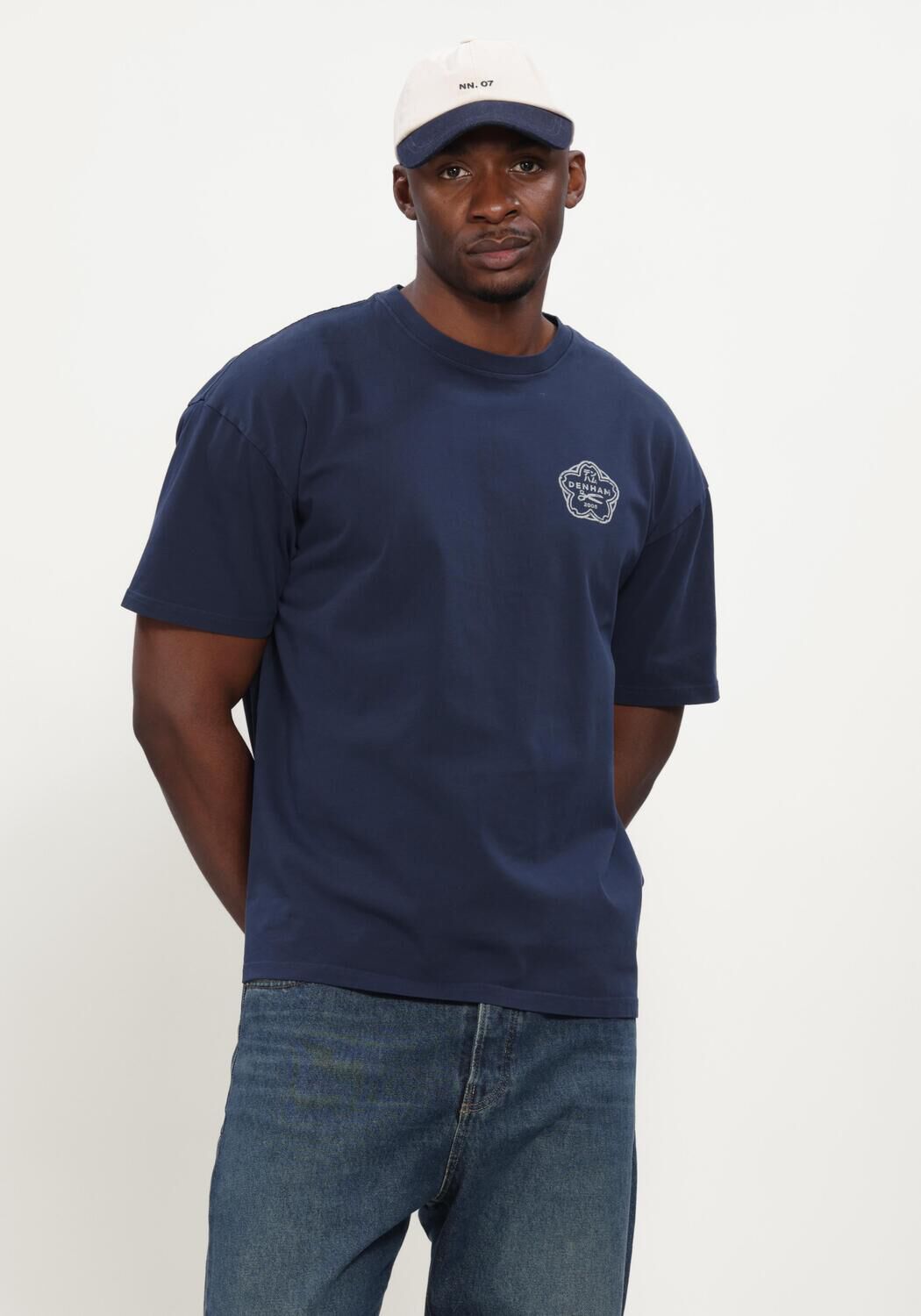 Donkerblauwe DENHAM T-shirt SAKE SS TEE - large