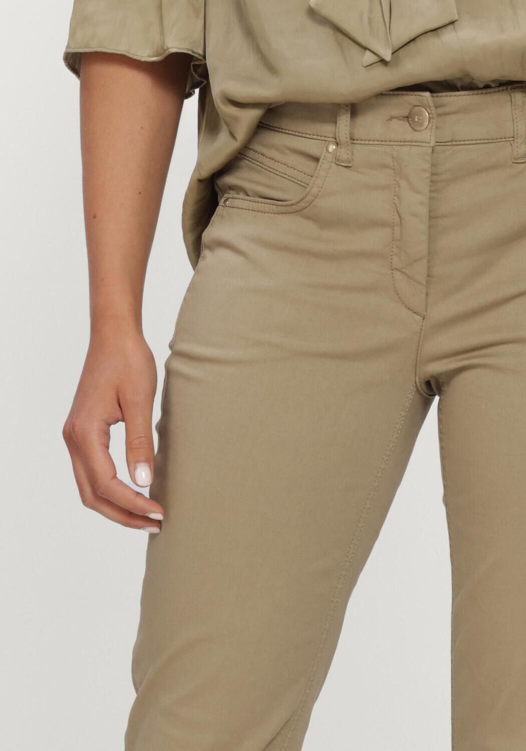 Khaki LUISA CERANO Lange broeken HIGH-STRETCH-COLOUR-DENIM - large