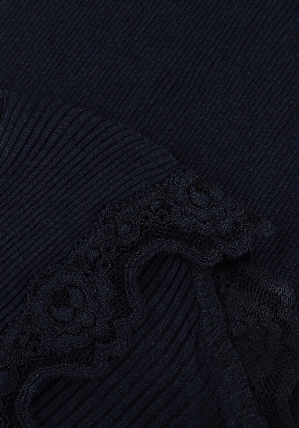 Donkerblauwe ROSEMUNDE Top BABETTE SILK T-SHIRT LACE - large