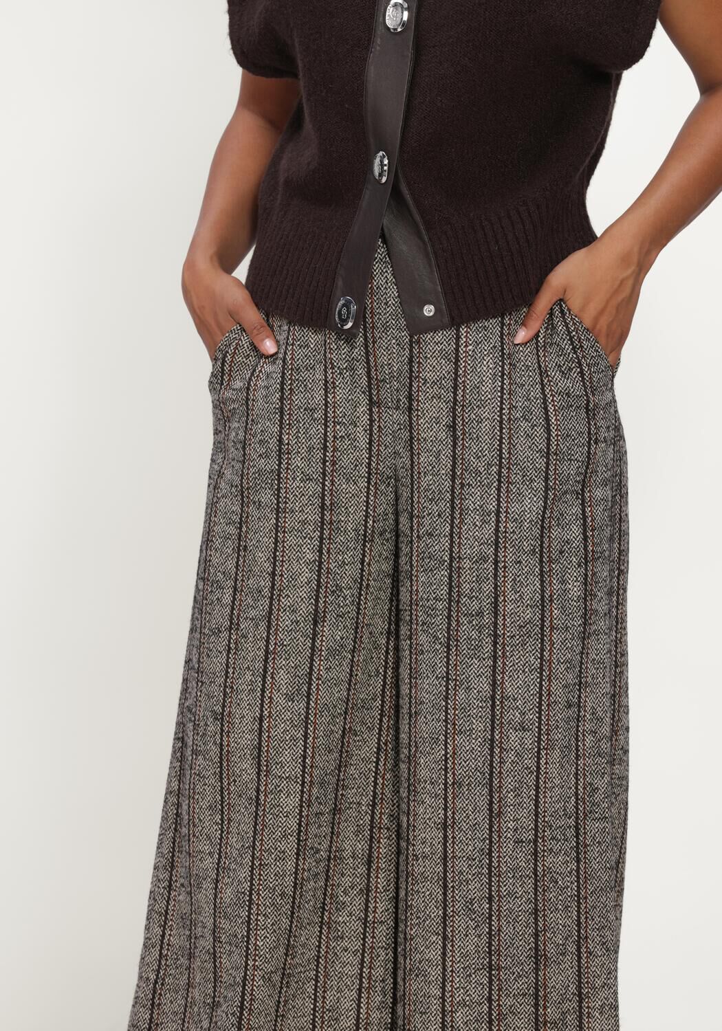 Grijze CAROLINE BISS Wijde broek 4577 - large