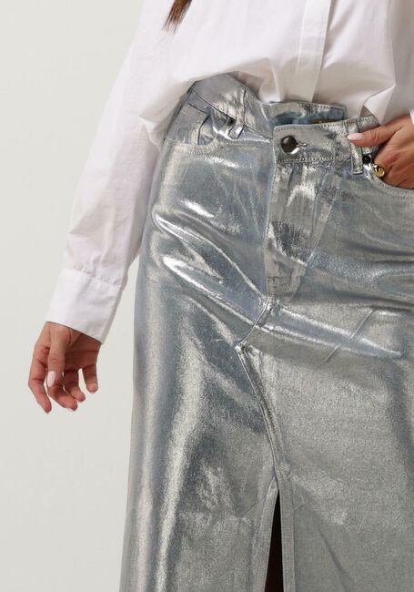 Lichtblauwe CO'COUTURE Maxirok FOIL DENIM SKIRT - large