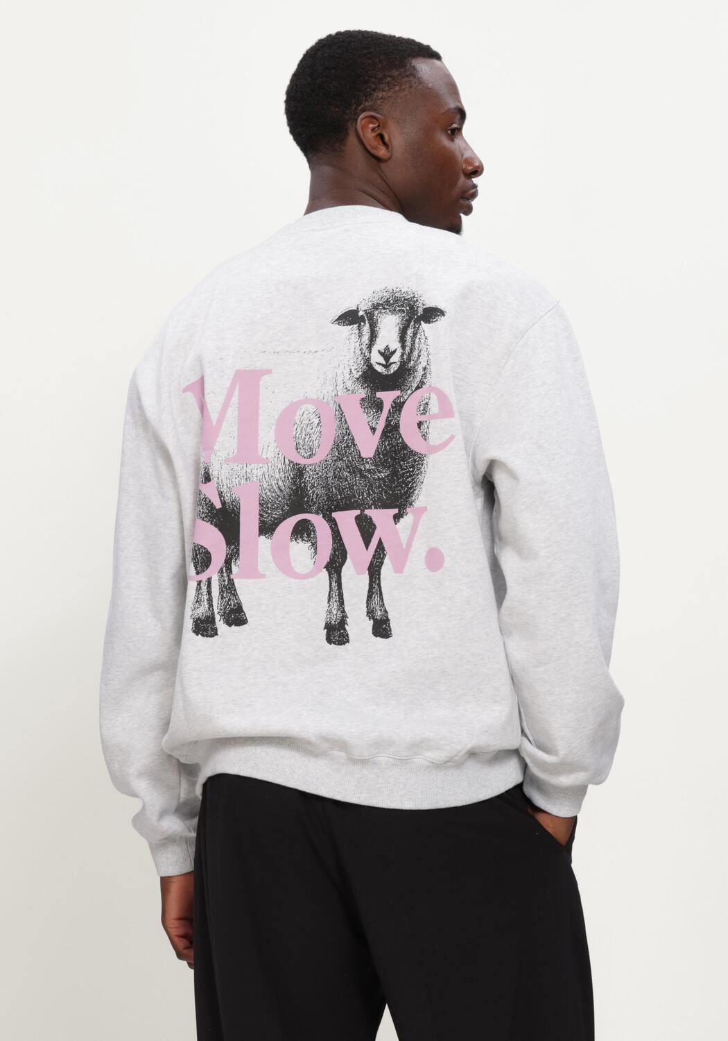 Grijze POCKIES Sweater MOVE SLOW CREW - large