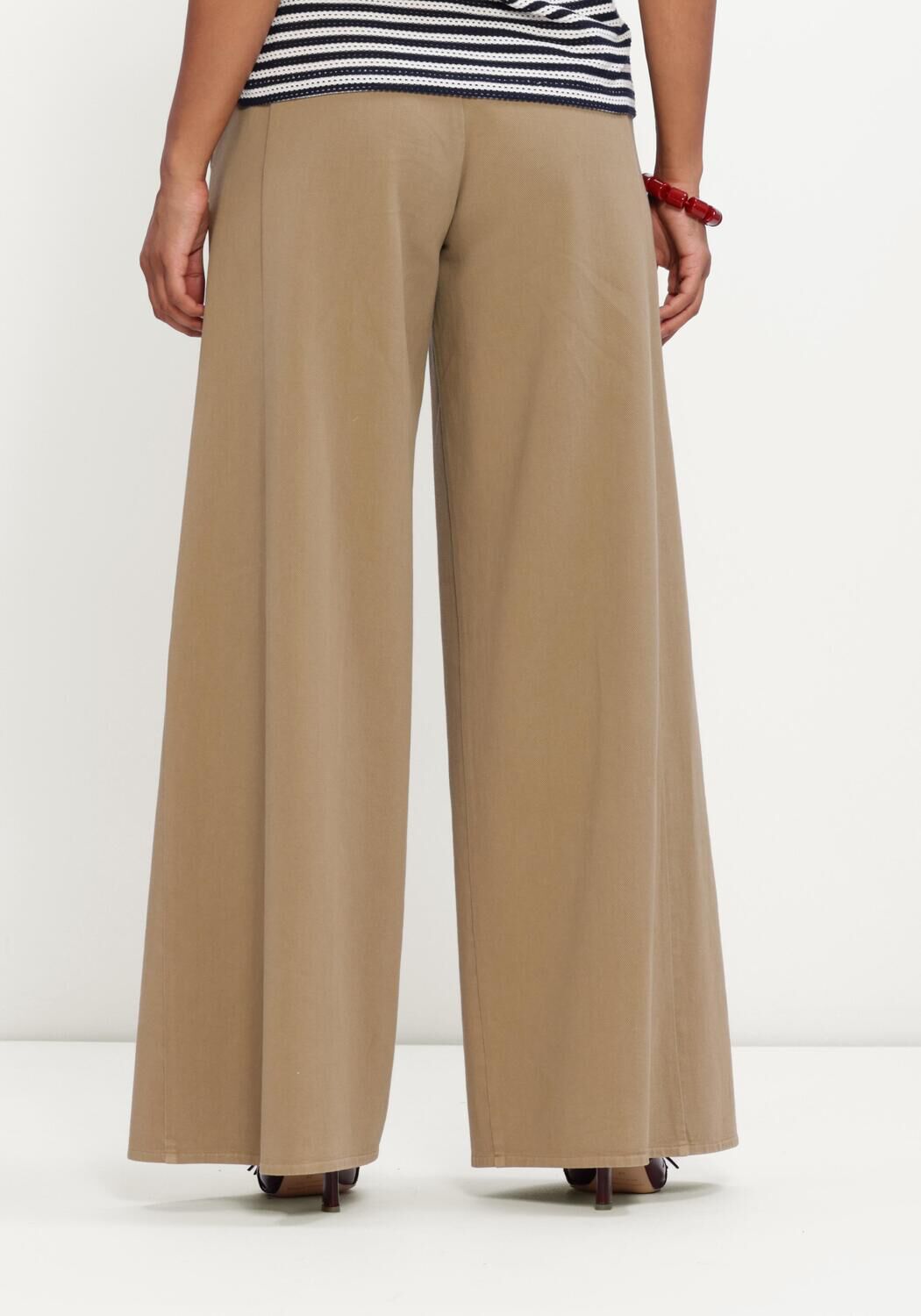 Camel FORTE FORTE Wijde broek FLUID COTTON TWILL WIDE LEG PANTS - large