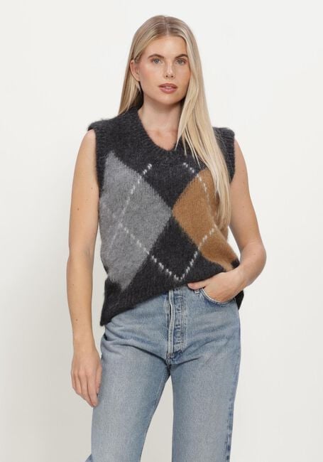 Donkergrijze FILIPPA K Spencer ALPACA CHECK VEST - large