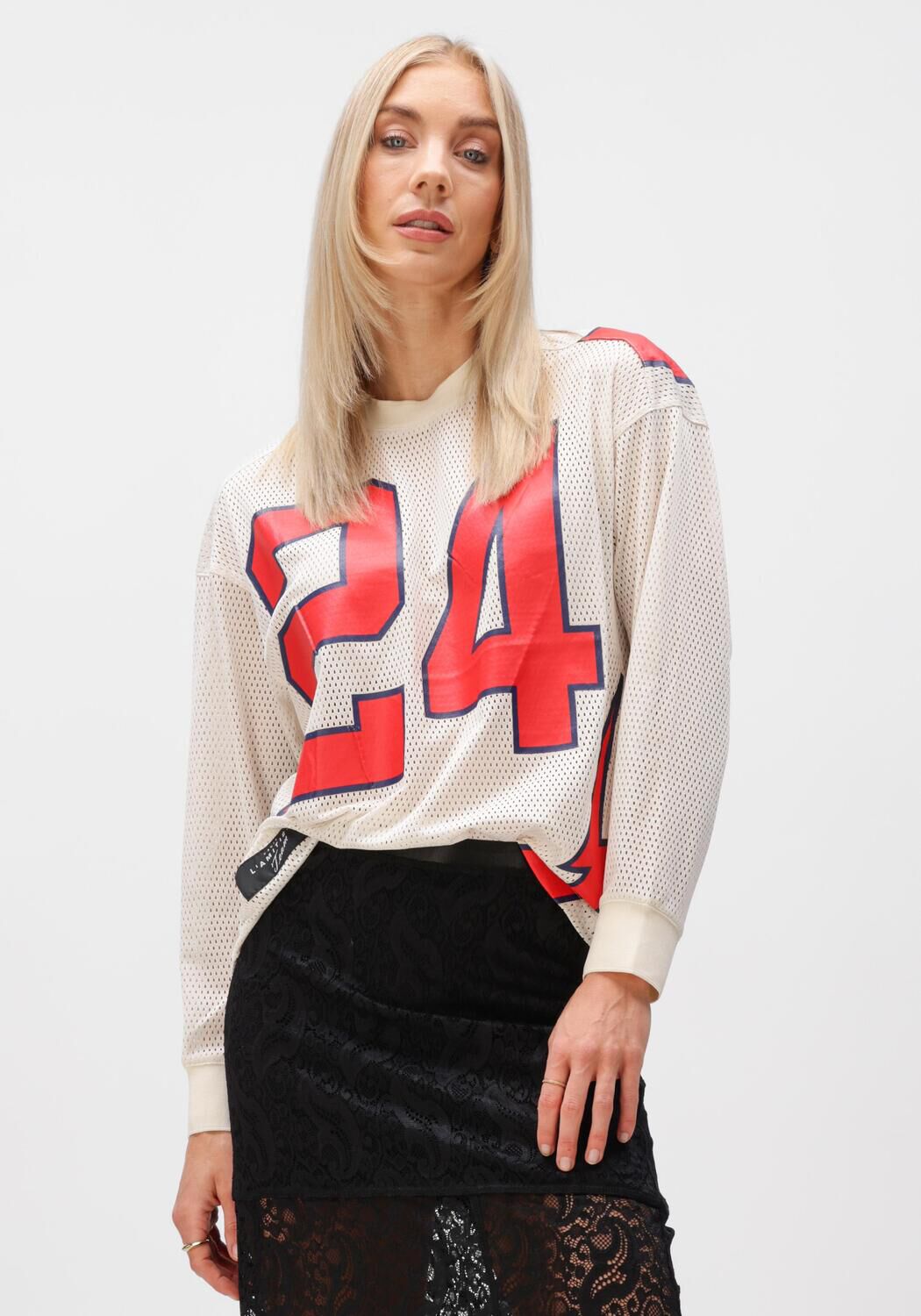 Haute L'Amitié Top Dames American Football Ls Tee, Maat: M, Kleur: Ecru afbeelding 1