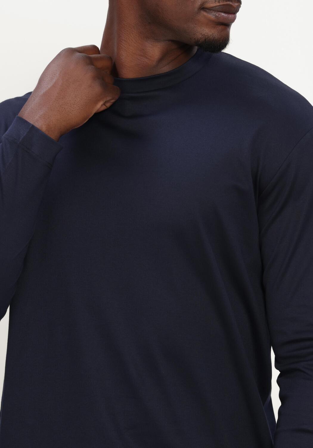 Donkerblauwe VALENZA T-shirt INTERLOCK SUPIMA T-SHIRT L/S - large